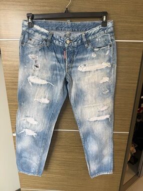 DSQUARED2 Light Blue Distressed Boyfriend Jeans